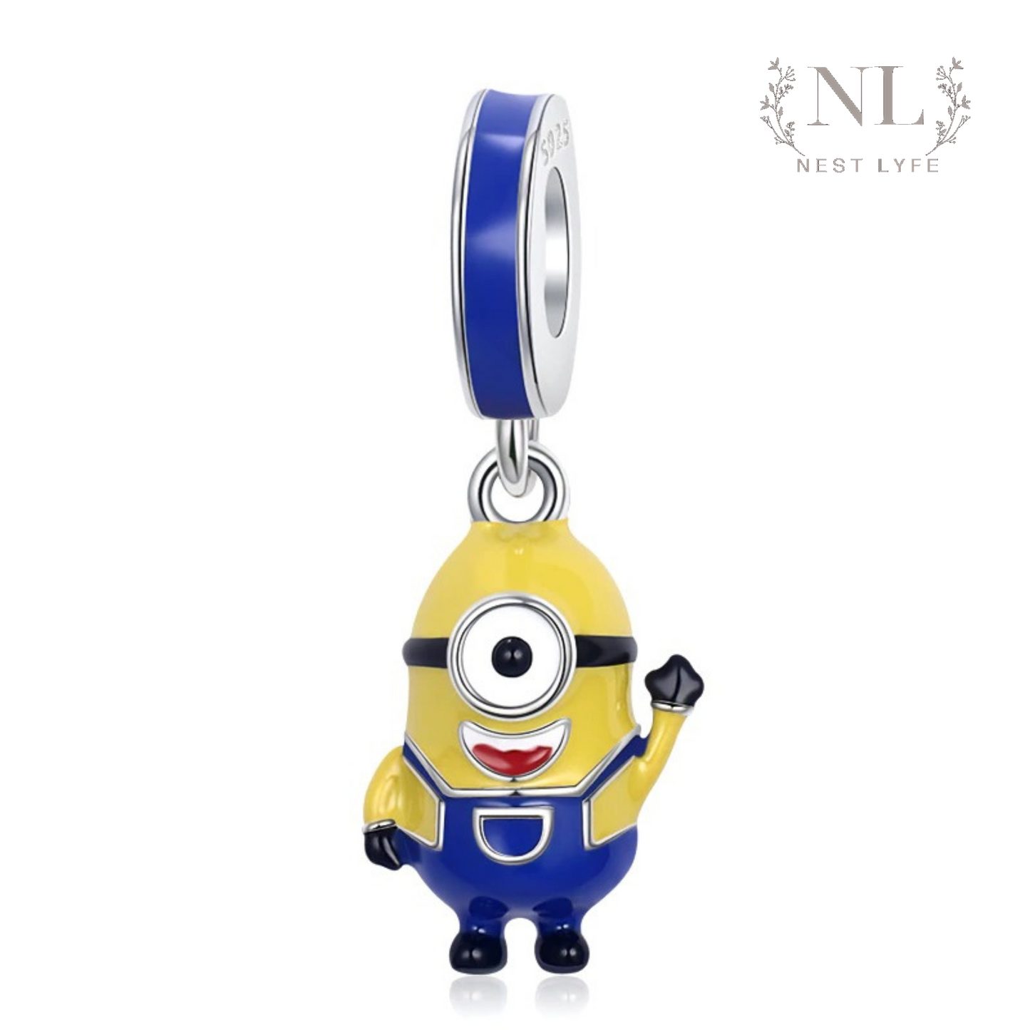 S925 Sterling Silver Minion (from Despicable Me) Charm, Stuart Minion Charm