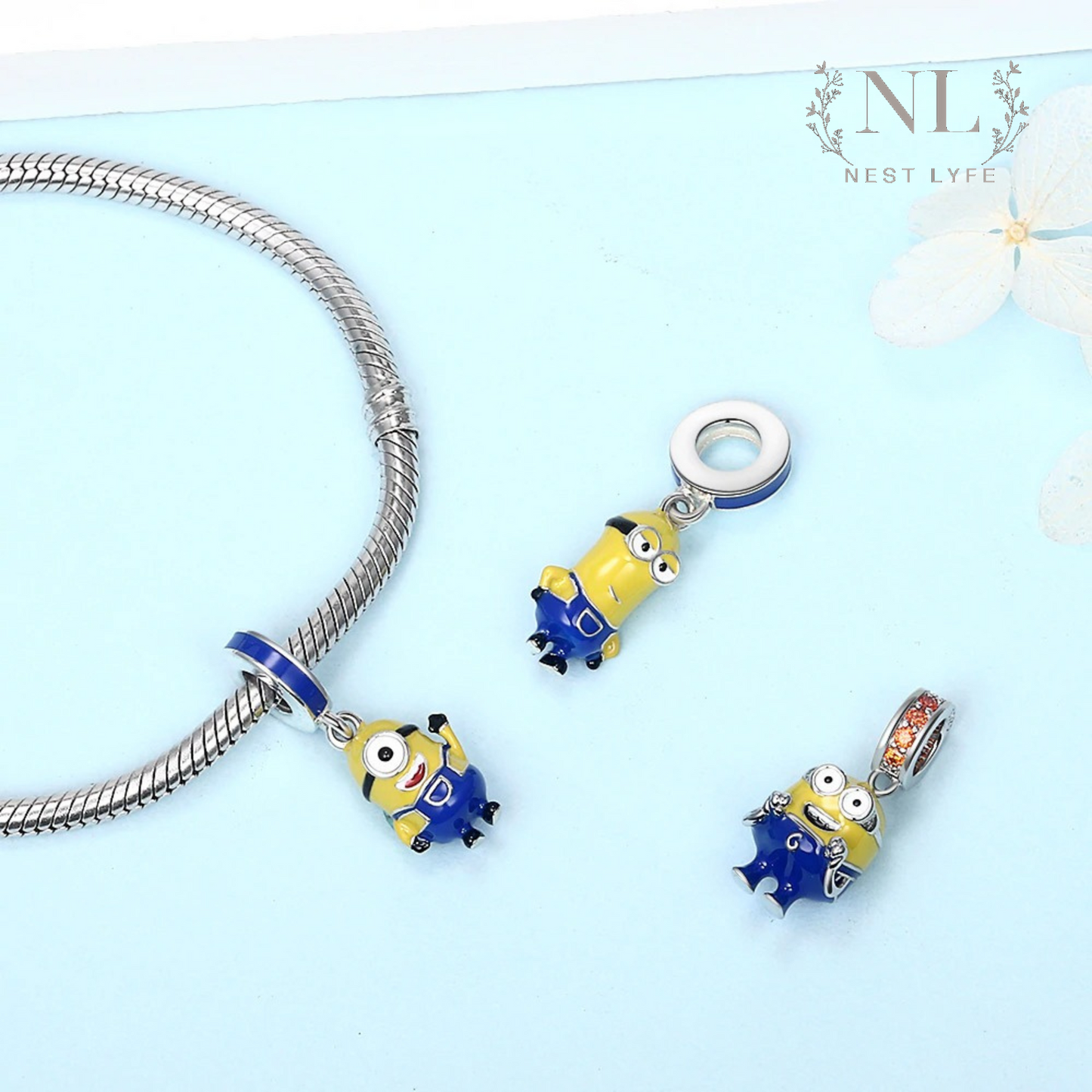S925 Sterling Silver Minion (from Despicable Me) Charm, Stuart Minion Charm
