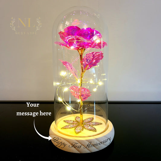 Glittering Stars Personalized Laser Engraved Rose