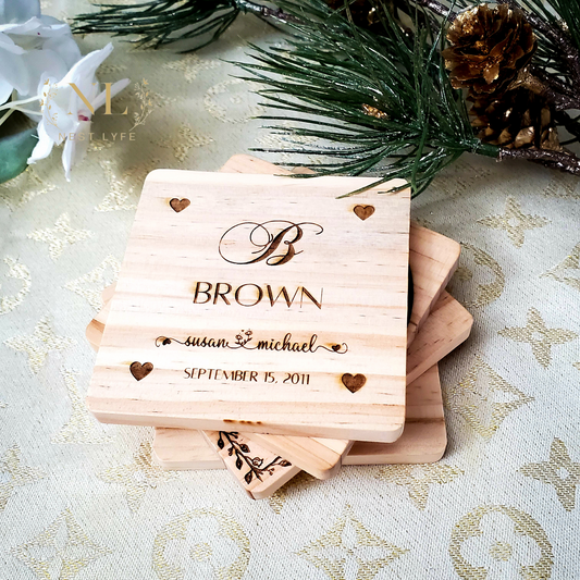 Personalized Cursive Elegance Wood Coaster