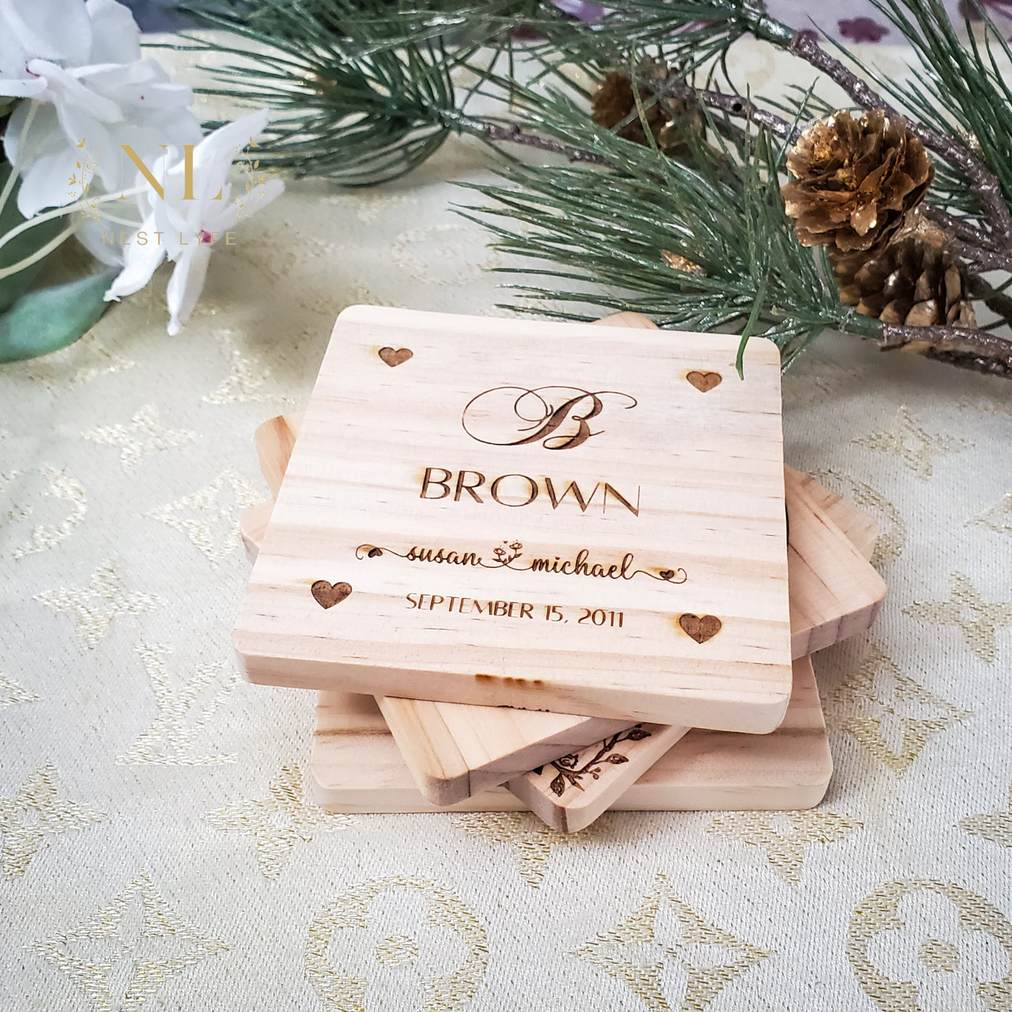 Personalized Cursive Elegance Wood Coaster